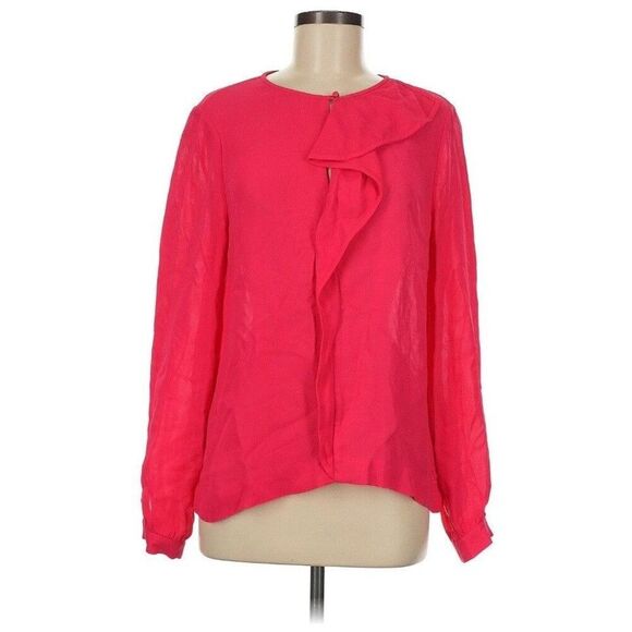 Kate Spade Live Colorfully Long Sleeve Blouse Size 14 Fuchsia Pink - Picture 1 of 9